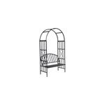 Arche à rosiers gloriette jardin avec banc 114 x 57 x 210 cm métal argentée Arche à rosiers gloriette jardin avec banc 114 x 57 x 210 cm métal argentée