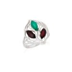 Bague agate naturelle verte, ambre