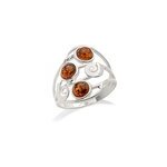 Bague argent ambre cognac - taille 50 mm