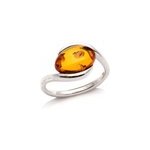Bague argent ambre cognac - taille 52 mm