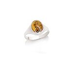 Bague argent ambre cognac - taille 52 mm