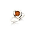 Bague argent ambre cognac - taille 56 mm