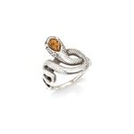 Bague argent ambre cognac - taille 58 mm
