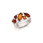 Bague argent ambre cognac - taille 58 mm