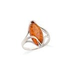 Bague argent ambre cognac - taille 60 mm