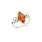 Bague argent ambre cognac - taille 60 mm