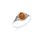 Bague argent ambre cognac - taille 60 mm Bague argent ambre cognac - taille 60 mm