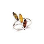 Bague argent ambre multi - taille 52 mm