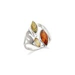 Bague argent ambre multi - taille 54 mm
