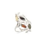 Bague argent ambre multi - taille 56 mm