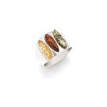 Bague argent ambre multi - taille 56 mm