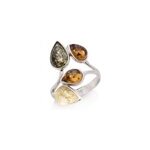 Bague argent ambre multi - taille 56 mm