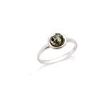 Bague argent ambre verte - taille 52 mm