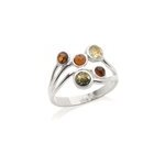 Bague argent rhodie ambre - taille 58 mm Bague argent rhodie ambre - taille 58 mm