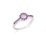 Bague crystal de roche, amethyste
