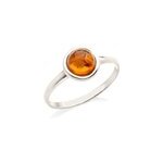 Bague moderne argent ambre - taille 58mm