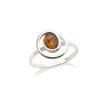 Bague moderne argent ambre - taille 58mm
