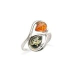 Bague moderne argent ambre - taille 58mm