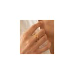 Bague rglable volutes cristal rose dor