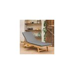 Bain de soleil pliant en acacia kanawa - coussin gris