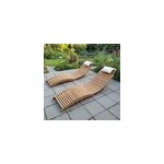 Bain de soleil pliant en teck massif relax (lot de 2)