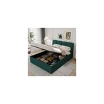 Baltimore lit coffre style nuage led 160x200cm velours vert