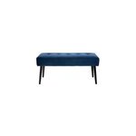 Banc capitonn� en tissu velours bleu nuit et m�tal noir l96 cm guesta