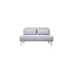 Banquette convertible 2 places en tissu gris clair et bois clair amiko
