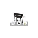 Barbecue � charbon sur chariot michigan + malette de 8 accessoires inox + gant d