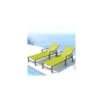 Bari lot de 2 transats en aluminium gris fonc et vert