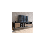Baylee meuble tv industriel bois et noir avec rangement 180 cm