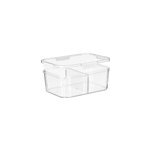 Bento box herm�tique transparent avec feuille de s�paration amovible.