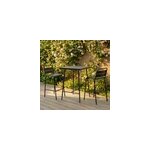 Bergame ensemble table de bar et 2 chaises hautes d'ext�rieur gris fonc�