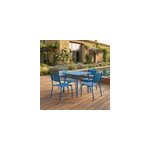 Bergame ensemble table de jardin carr�e et 4 chaises bleu