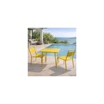 Bergame ensemble table de jardin carr�e 50cm et 2 chaises jaune