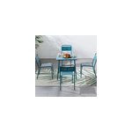 Bergame table de jardin 4 places carr�e en acier bleu