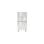 Biblioth�que grav�e blanc mat et m�tal dor� 2 portes l86 cm ozen