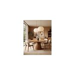 Bistrot - table salle � manger ronde bois manguier, pi�tement conique & style