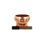 Bol tib�tain rouge avec symboles 13, 5 cm