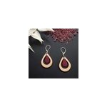 Boucles amande prune en bois et cuir Boucles amande prune en bois et cuir
