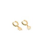 Boucles cr�oles en acier inoxydable dor� motif tr�fle et strass