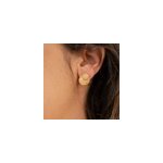 Boucles à médailles doré - quartz rose Boucles à médailles doré - quartz rose