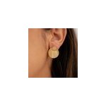 Boucles à médailles doré - quartz rose Boucles à médailles doré - quartz rose