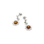 Boucle d'oreille argent ambre