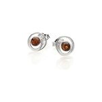 Boucle d'oreille argent ambre cognac