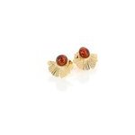 Boucles d'oreilles argent ambre ginkgo