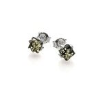 Boucle d'oreille argent ambre verte