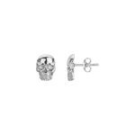 Boucles d'oreilles clous t�te de mort argent en acier 316l