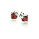 Boucle d'oreille couer argent ambre