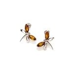 Boucle d'oreille libellule argent ambre
